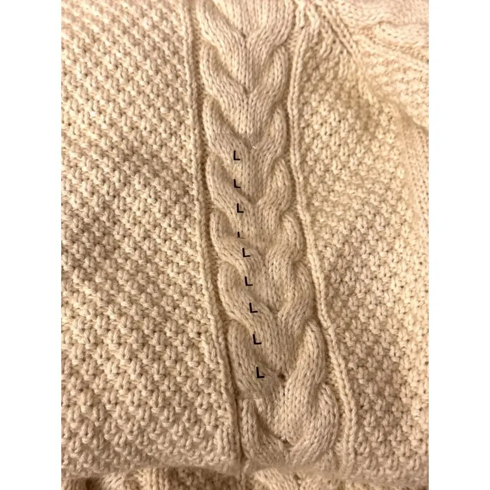 New Polo Ralph Lauren Sweater Dress Large Womens Chunky Cable Knit Ivory Cream